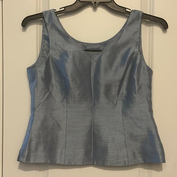 Kasper Petite 6P Shimmering Blue Sleeveless Top - Picture 1 of 8